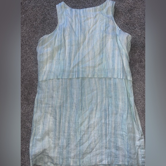 Linen Sleeveless Blue Dress - Picture 6 of 7